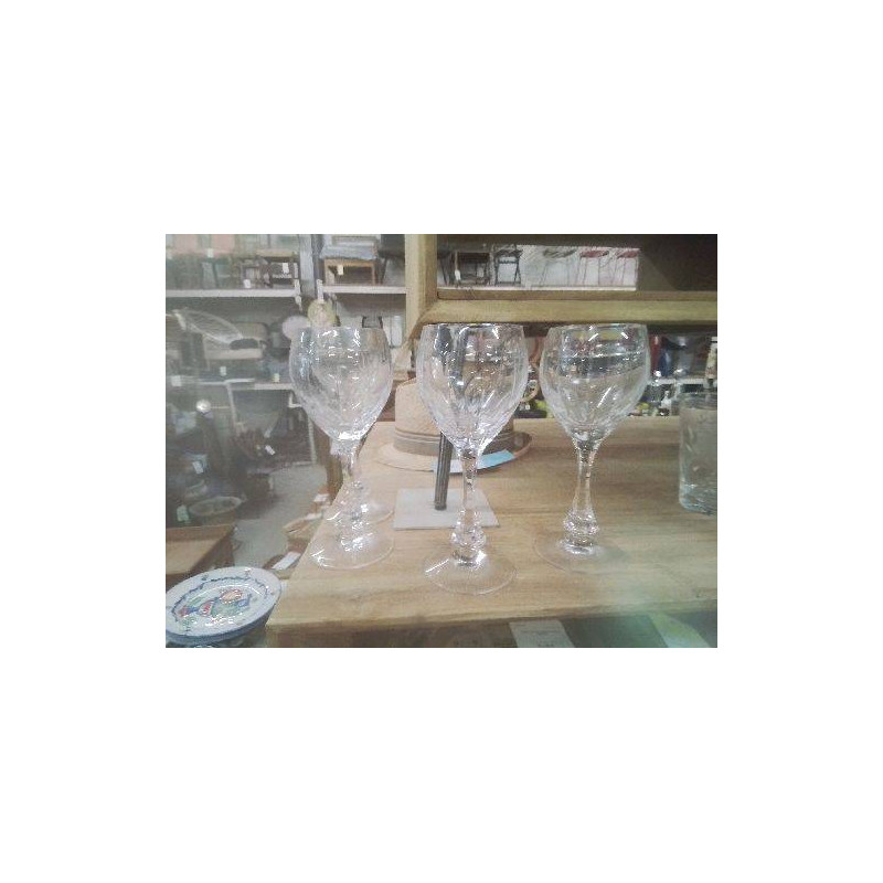 LOT 4 VERRES CRISTAL LORRAINE CISELÉ 