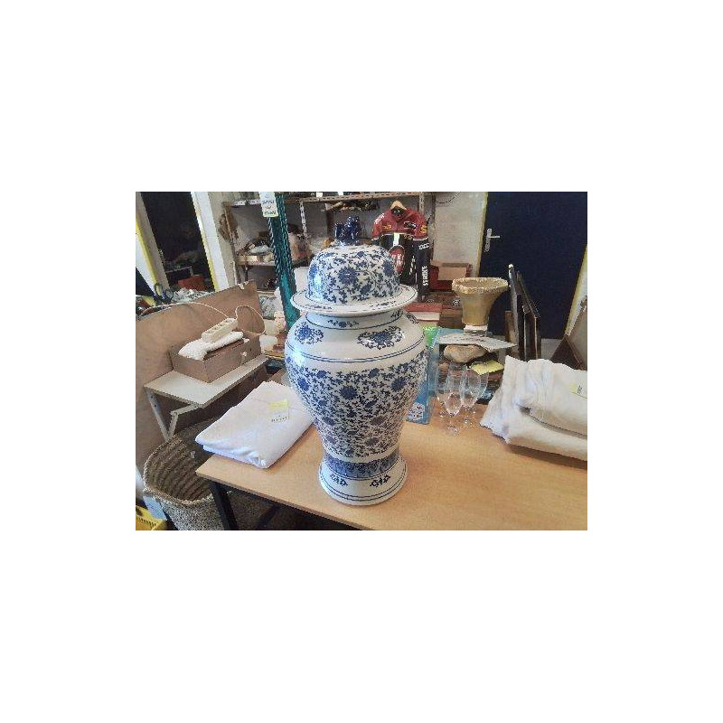 POTICHE CHINOISE GM BLEU BLANC