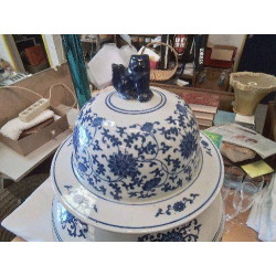 POTICHE CHINOISE GM BLEU BLANC