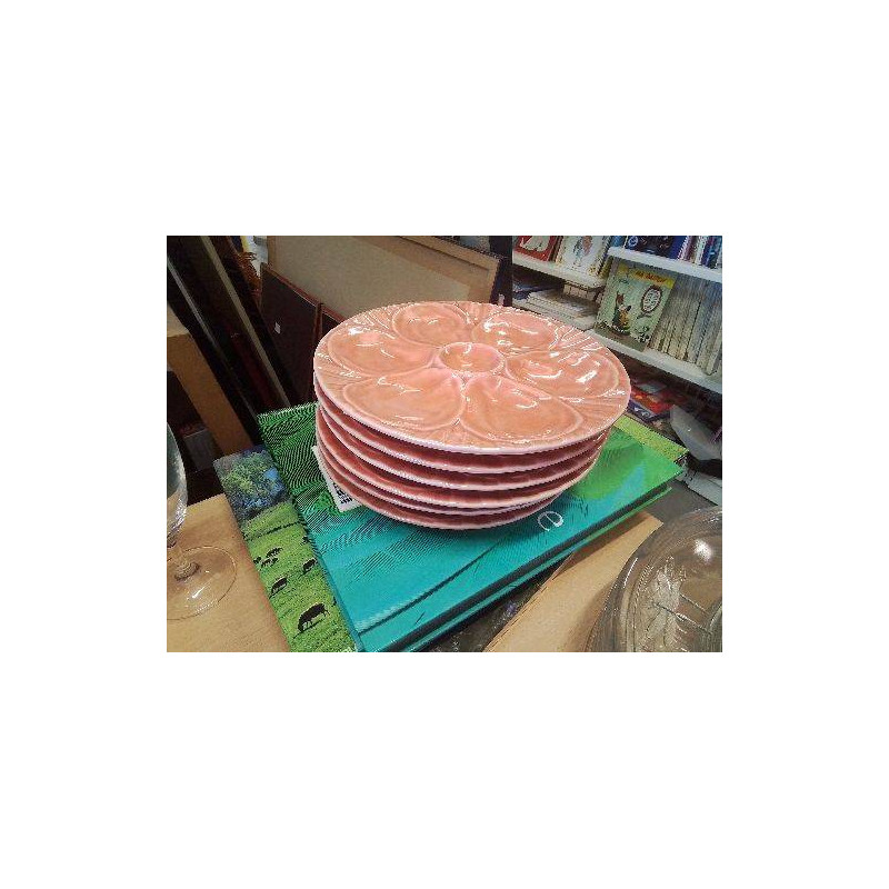 ASSIETTES A HUITRE CORAIL CERAMIQUE X6