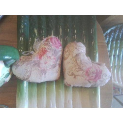 LOT 2 COEURS TISSU FLEURI LIN