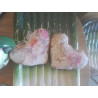 LOT 2 COEURS TISSU FLEURI LIN