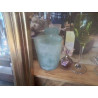 CACHE POT VERRE SOUFFLÉ DEPOLI TURQUOISE VINTAGE