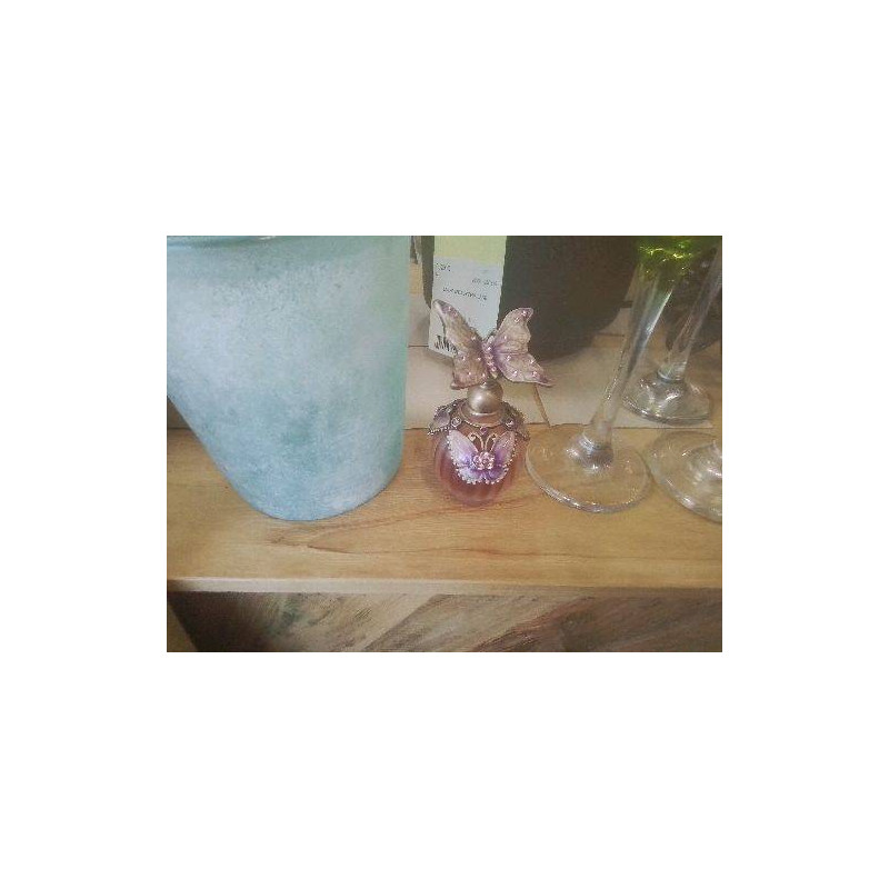 FLACON PARFUM BOUCHON PAPILLON LAITON ET ETAIN