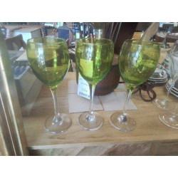LOT 3 VERRES VERT BOUTEILLE
