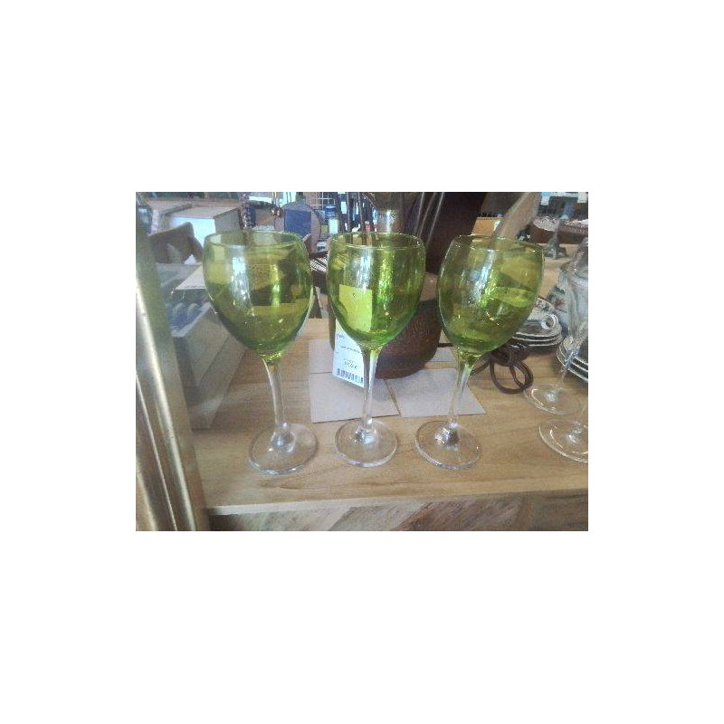 LOT 3 VERRES VERT BOUTEILLE