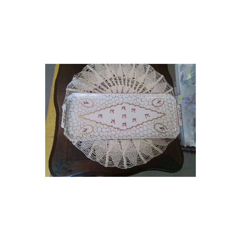 PLAT A CAKE LIMOGES DORÉ FLEURS