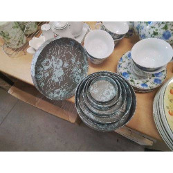 LOT BOITES FLEURI BLEU GRIS