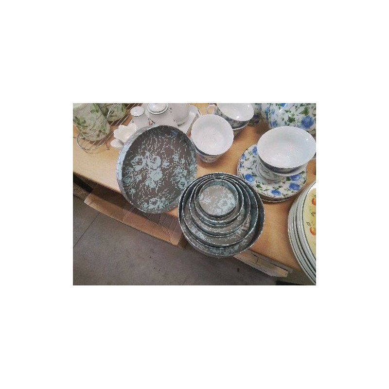 LOT BOITES FLEURI BLEU GRIS