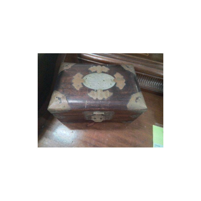 COFFRE ANC ASIATIQUE BOIS METAL PIERRE