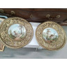 ASSIETTE ANC CERCLEE LAITON DECOR LIONS OISEAUX