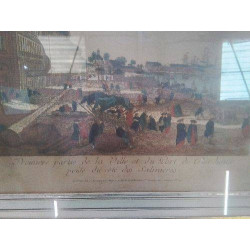 CADRE DORE GRAVURE ANC COLOREE PORT DE BORDEAUX