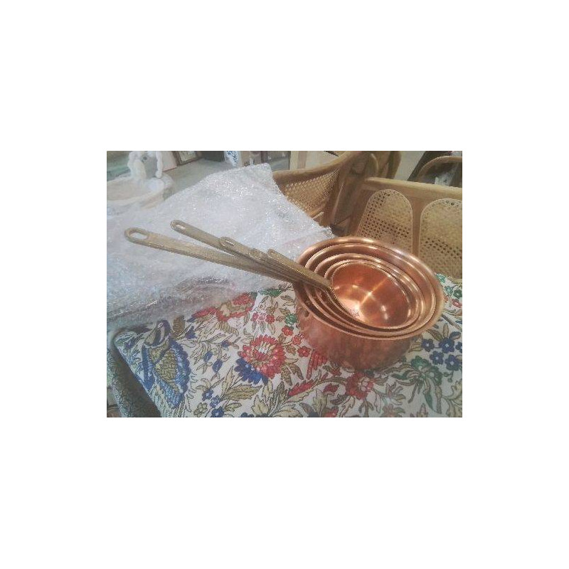 LOT DE 4 CASSEROLES CUIVRE DECORATIVES