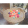 PANIER SAC POMPONS ROND A POIGNEES CABAS