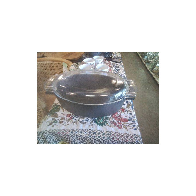 COCOTTE OVALE NOIRE TOUS FEUX SAUF INDUCTION COUVERCLE PYREX