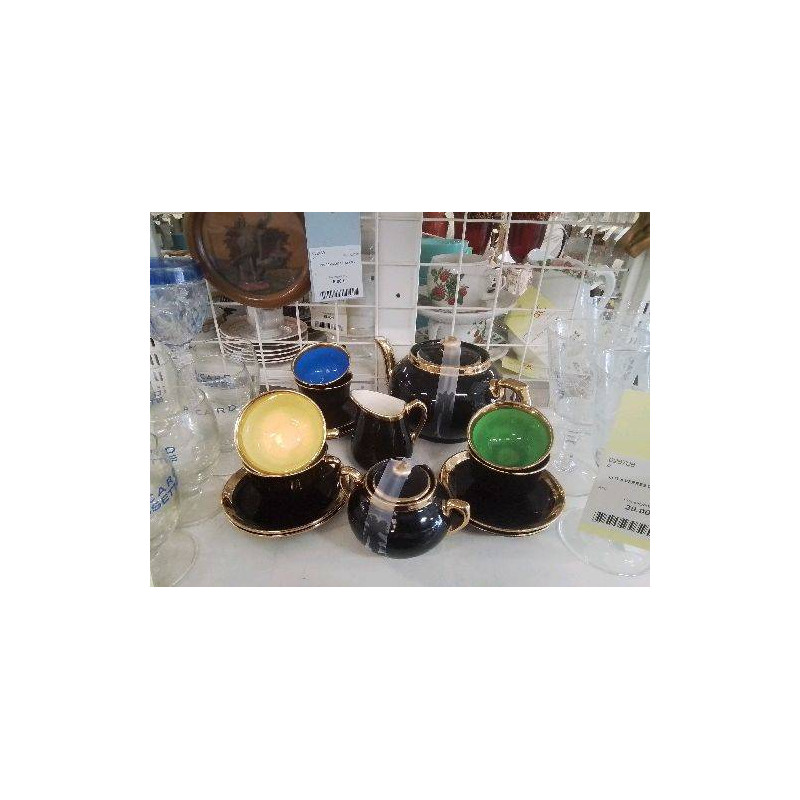 SERVICE A CAFE VINTAGE NOIR DORE COULEUR