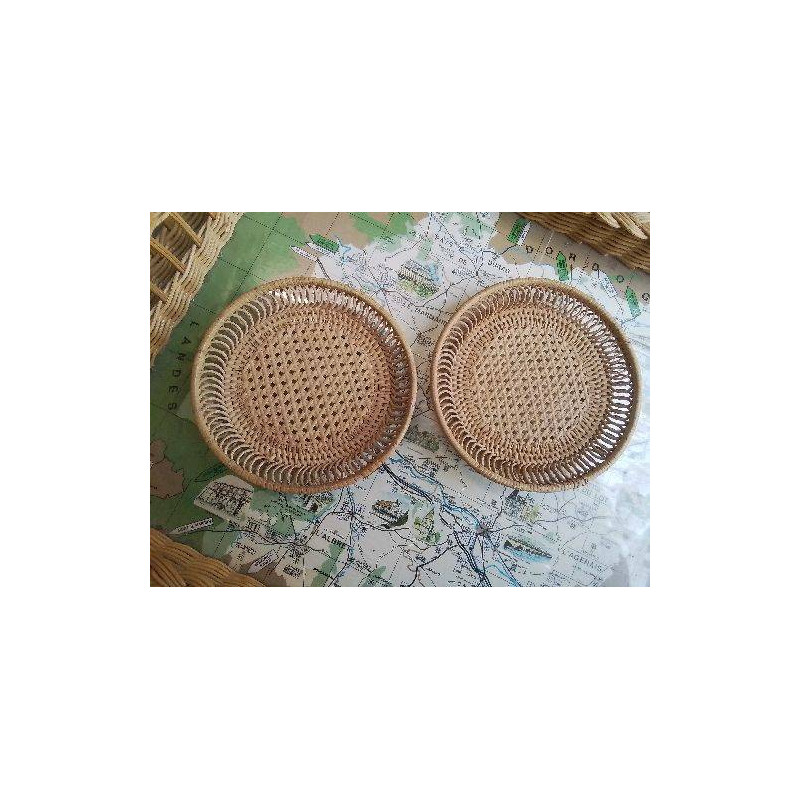 PAIRE DE DESSOUS DE BOUTEILLE VINTAGE OSIER