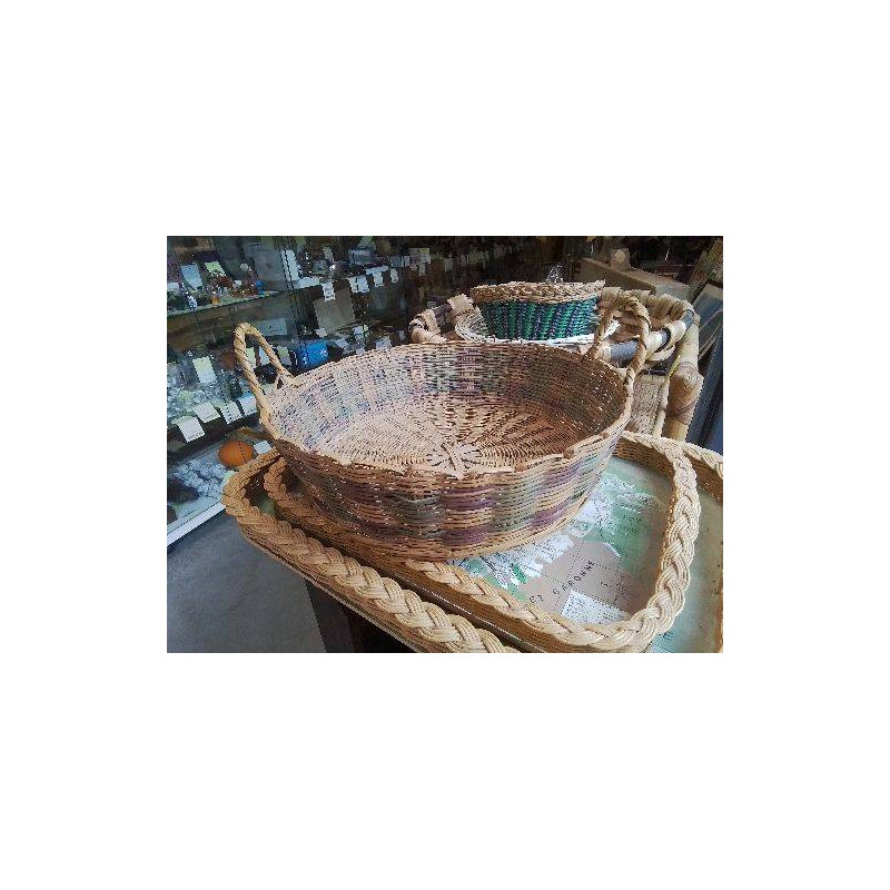 PANIERE RONDE 2 ANSES OSIER COULEUR