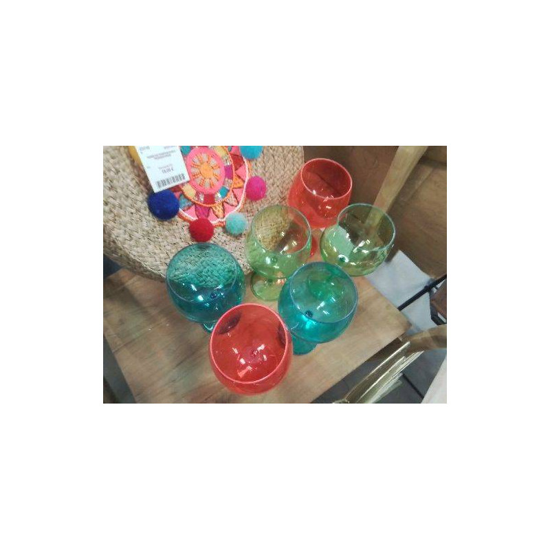 LOT 7 VERRES A PIED PLASTIQUE COLORÉS TRANSPARENTS