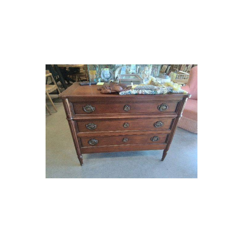 COMMODE STYLE LOUIS XVI 3 TIROIRS MERISIER
