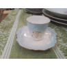 TASSE ANC LIMOGES BLEU. IEL BLANC MONOGRAMME DORE