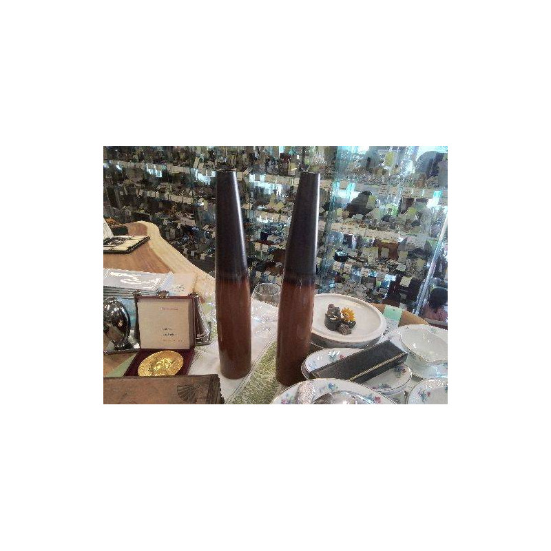 PAIRE DE VASES ANC SOLIFLORE EMAILLE