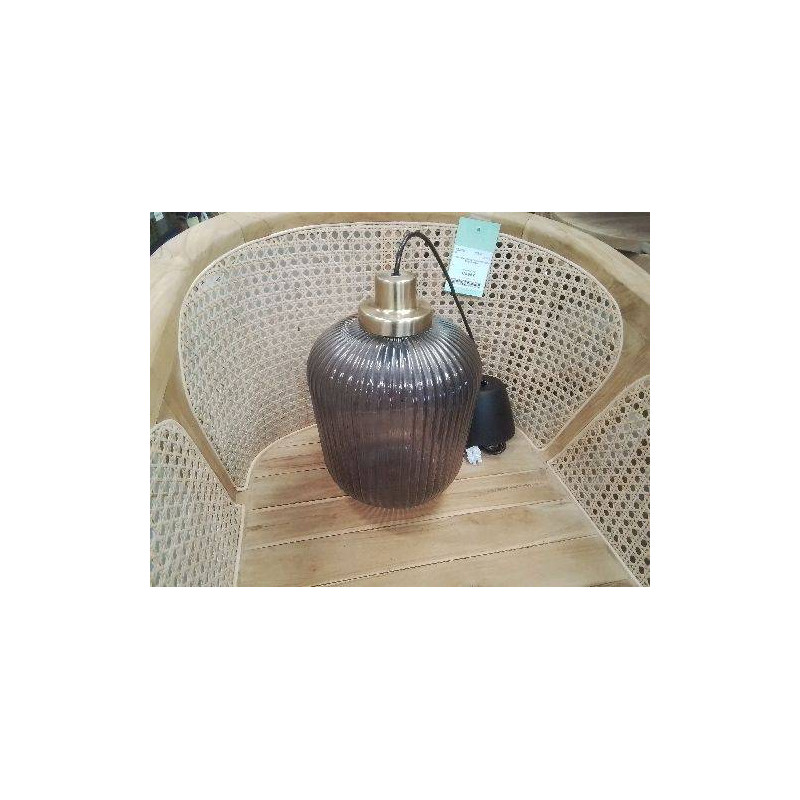 SUSPENSION RONDE VERRE GRIS BLEU