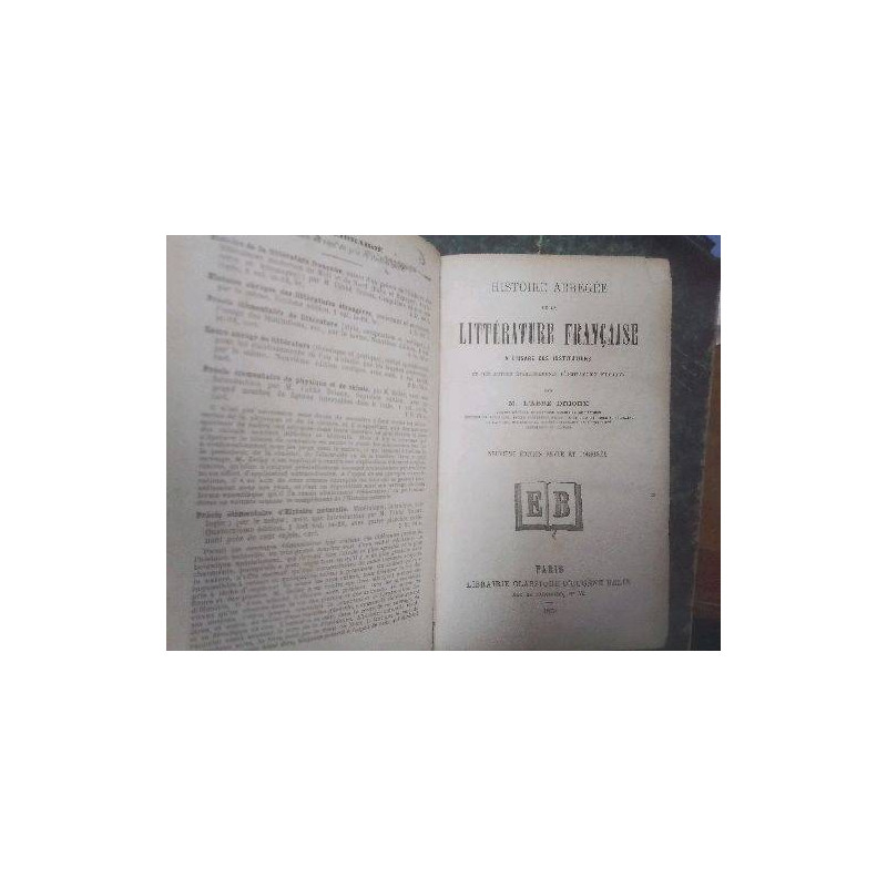 LIVRE ANCIEN HISTOIRE LITTÉRATURE FRANCAISE