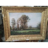 TABLEAU BOSQUET PAYSAGE VALENTINE BERBINAU CADRE DORE EN L ETAT+ACC BB
