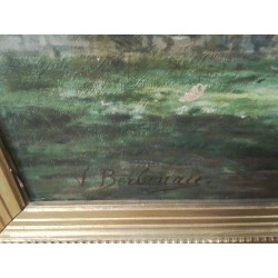 TABLEAU BOSQUET PAYSAGE VALENTINE BERBINAU CADRE DORE EN L ETAT+ACC BB