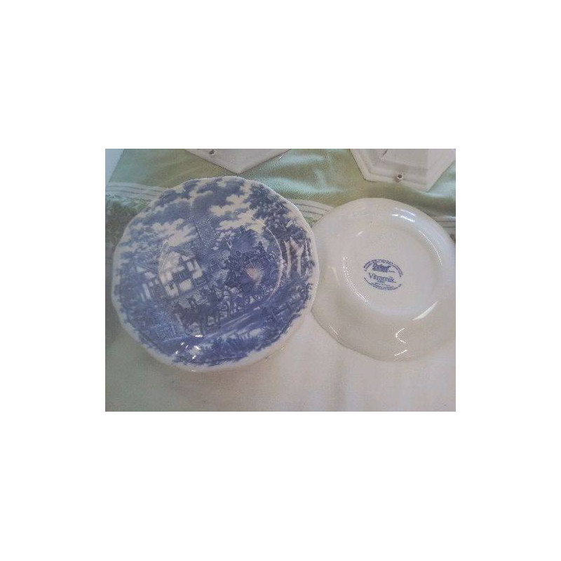 6 ASSIETTES A DESSERD OXFORD VITRAMIK DECOR BLEU