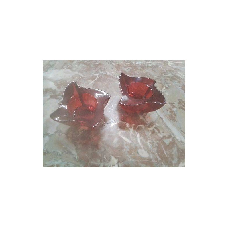 PAIRE DE BOUGEOIRS ROUGE VILLEROY & BOCH