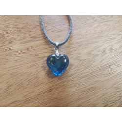 COLLIER LACET + COEUR BLEU 
