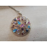 COLLIER FANTAISIE CHAINE DOREE MEDAILLON DORE FORMES COULEUR