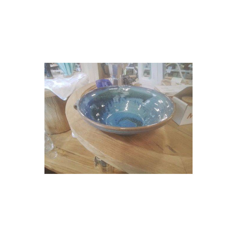 BOL SALADIER ÉMAILLÉ BLEUVER ANSES