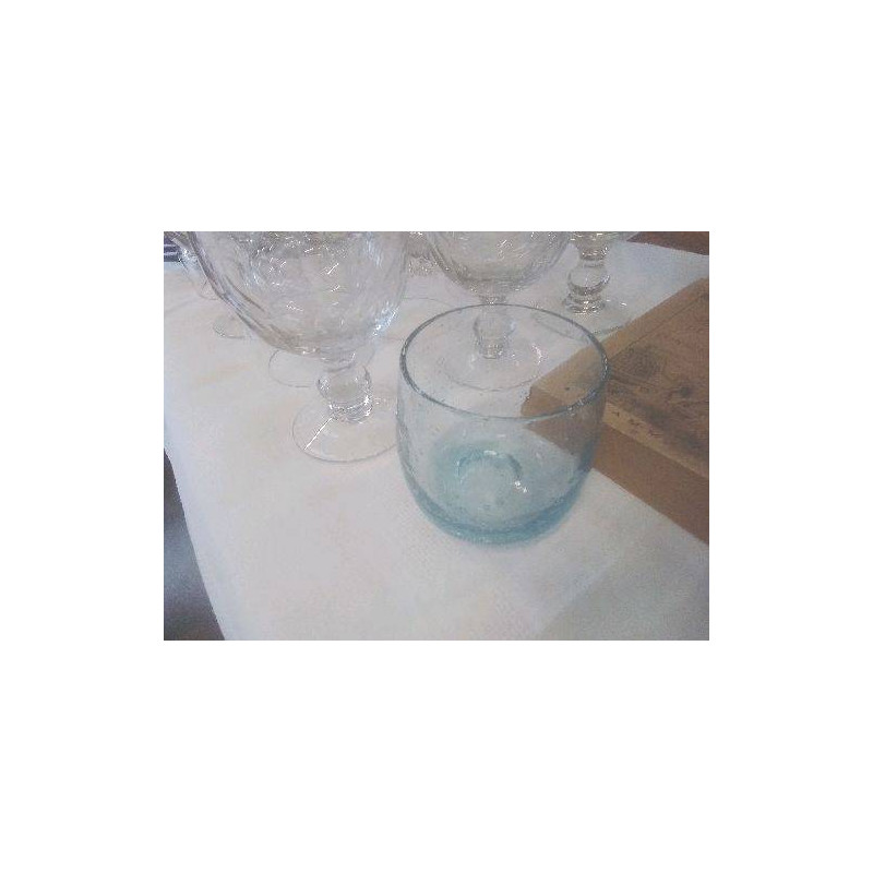 PHOTOPHORE VERRE BULLÉ SOUFFLE BLEU BIOT