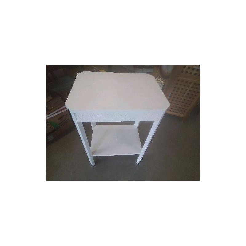 GUERIDON BOIS PEINT BLANC