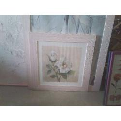 CADRE FLEURS CARRE ROSE PALE