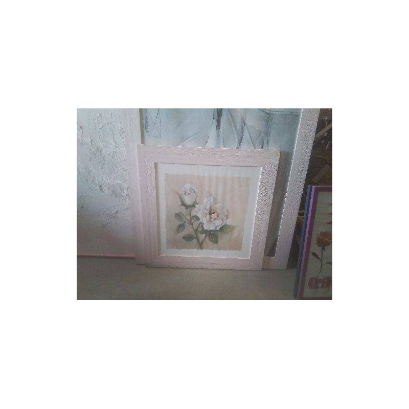 CADRE FLEURS CARRE ROSE PALE