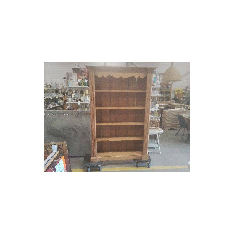 BIBLIOTHEQUE PIN CIRE 142X30 CM HT 2M