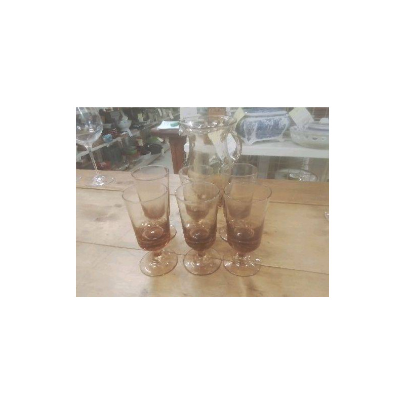 SERVICE ORANGEADE 7P VERRE FUME PICHET +6 VERRES