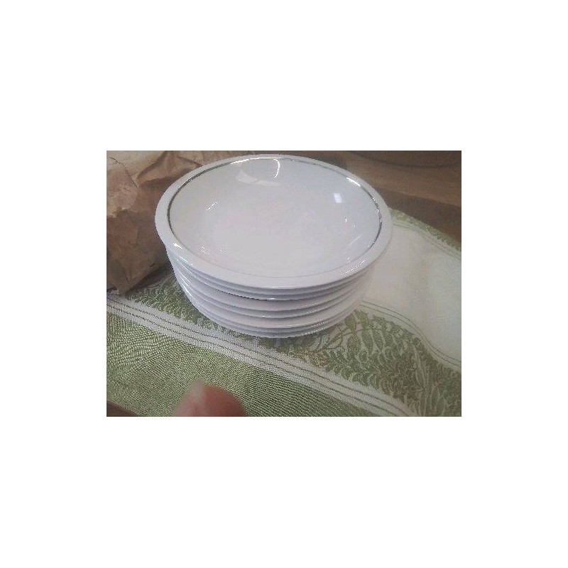 LOT 8 ASSIETTES CREUSES BERRY LISERE ARGENTÉ 