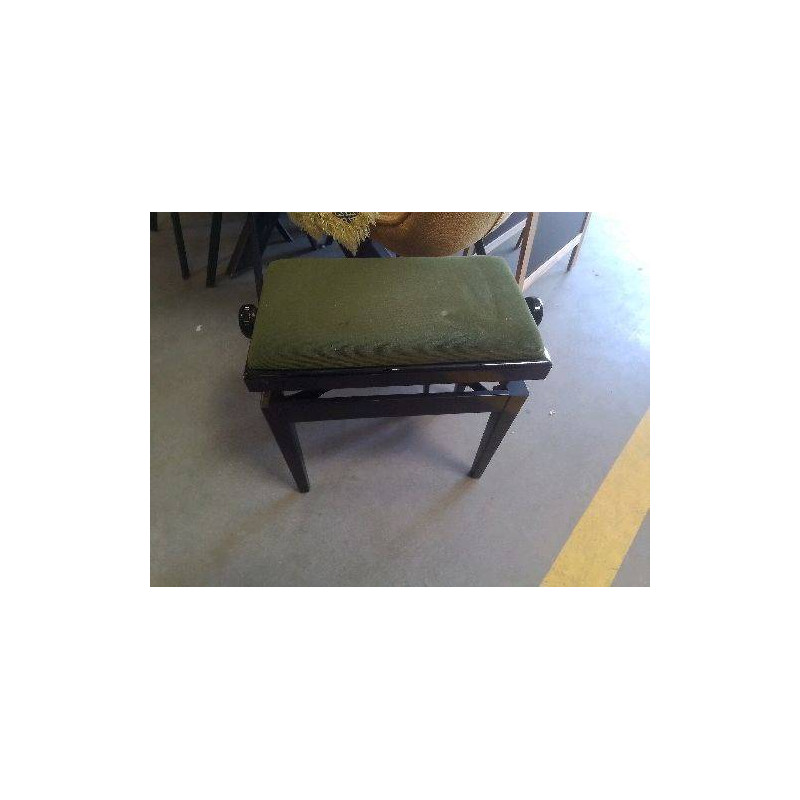 TABOURET DE PIANO LAQUE NOIR VELOURS VERT