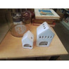 LOT 2 MAISONS PHOTOPHORE CERAMIQUE BLC