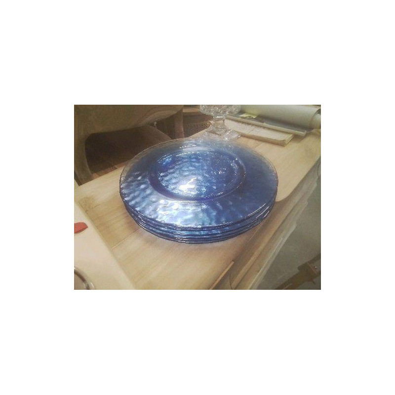 LOT ASSIETTES BLEUES VERRE GM