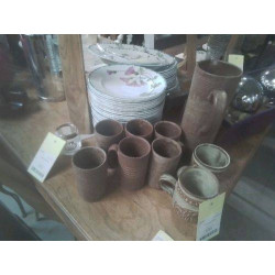 PICHET+6 TASSES GRÈS 