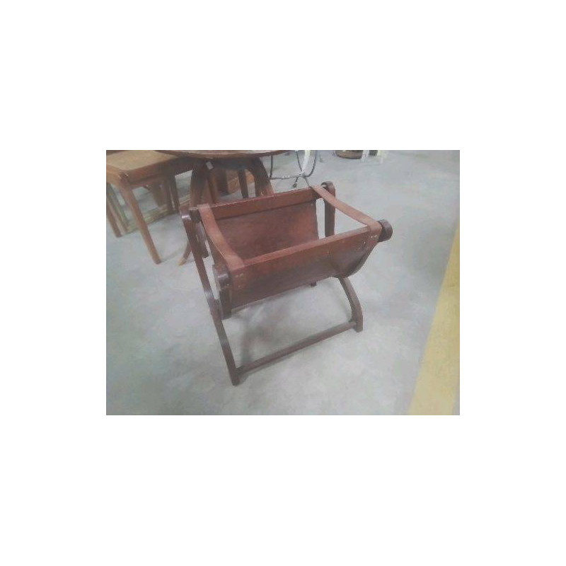 PORTE REVUE CUIR ET BOIS ACAJOU 