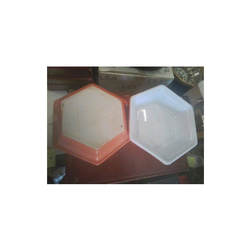 PLAT HEXAGONAL BLANC SAUMON EMILE HENRY