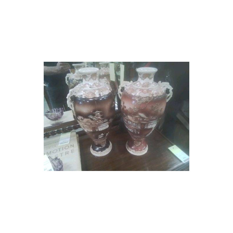 PAIRE DE VASES JAPON GM 1 PIED EN L’ETAT
