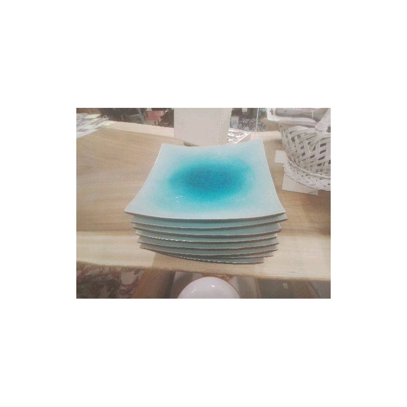 LOT ASSIETTES CÉRAMIQUE BLEU CRAQUELÉ